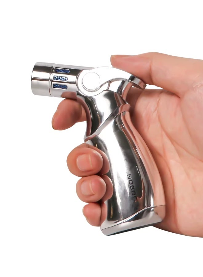 JOBON 4 Jet Flame Torch Lighter – Windproof Cigar Lighter for BBQ, Camping & Outdoor Use, Refillable Metal Torch Lighter (Without Gas) - Image 4