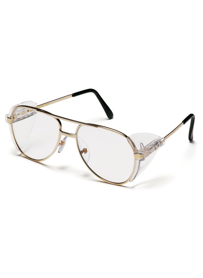 Pyramex Safety Pyramex Pathfinder Aviator Safety Glasses With Gold Frame And Clear Lens  - Image 1