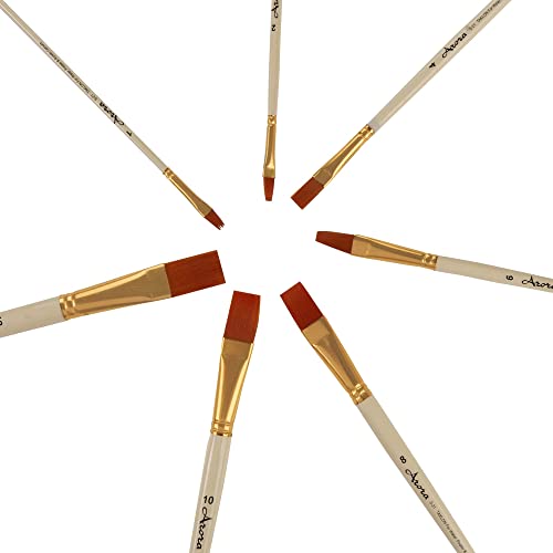 Arora Wood Synthetic Flat Tip Paintbrushes of 7pc for Watercolor and Acrylic Painting - Image 5