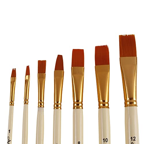 Arora Wood Synthetic Flat Tip Paintbrushes of 7pc for Watercolor and Acrylic Painting - Image 4