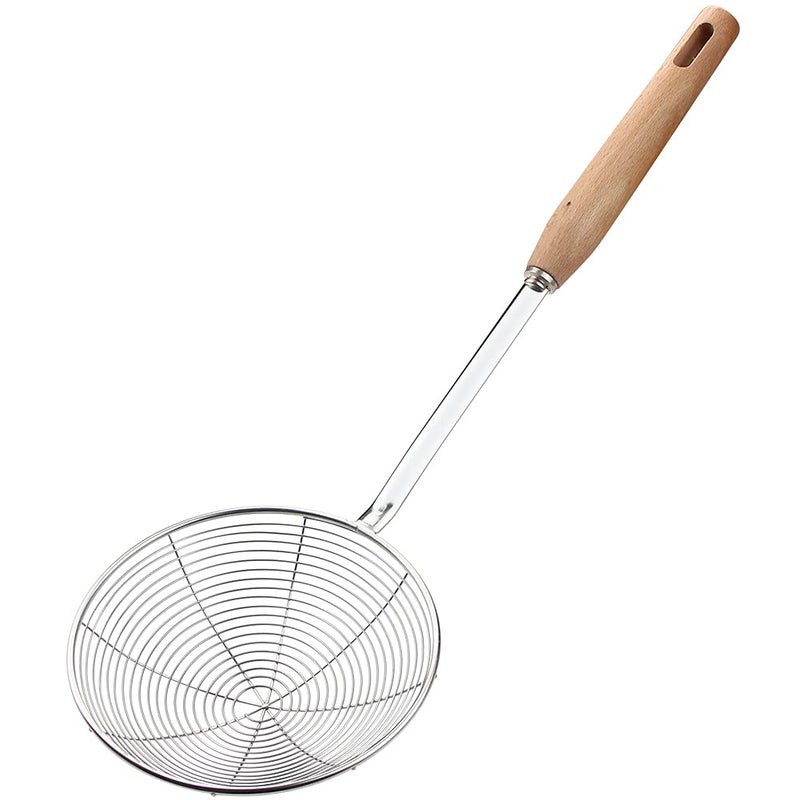 IQCWOOD IQCWOOD Spider Strainer Skimmer with Wood Handle  55 Inch Fryer Scoop for Cooking and Frying Kitchen Utensils Pasta Strainer Spoon 