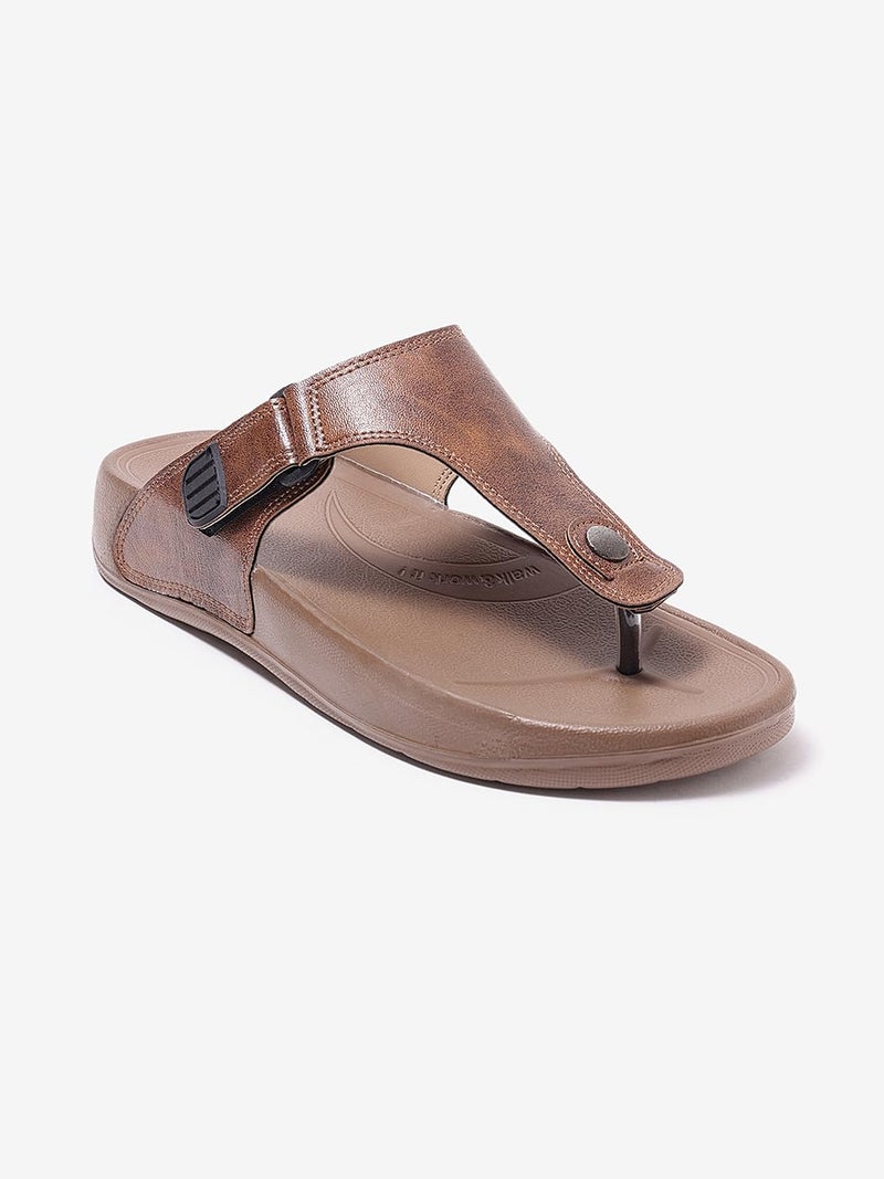 WELCOME Soft Men's Slippers with Cushion FootBed for Adult | Comfortable & Light Weight | Stylish & Anti-Skid | Waterproof & Regular Flip Flops for Gents/Boys, M-GLF-21-TAN_9 - Image 3