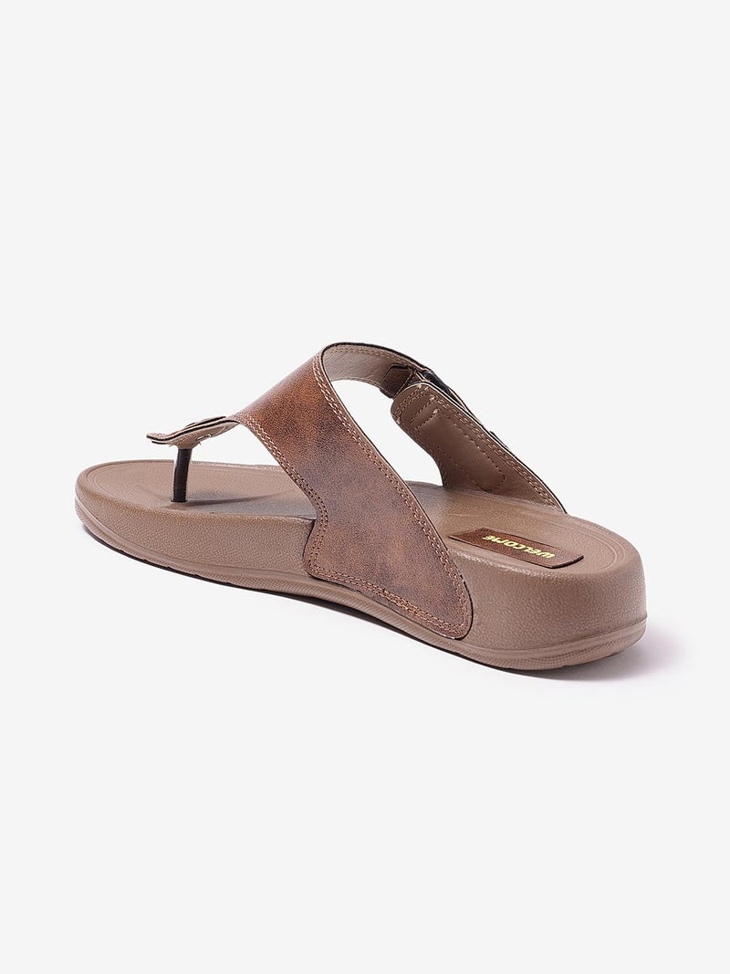 WELCOME Soft Men's Slippers with Cushion FootBed for Adult | Comfortable & Light Weight | Stylish & Anti-Skid | Waterproof & Regular Flip Flops for Gents/Boys, M-GLF-21-TAN_9 - Image 5