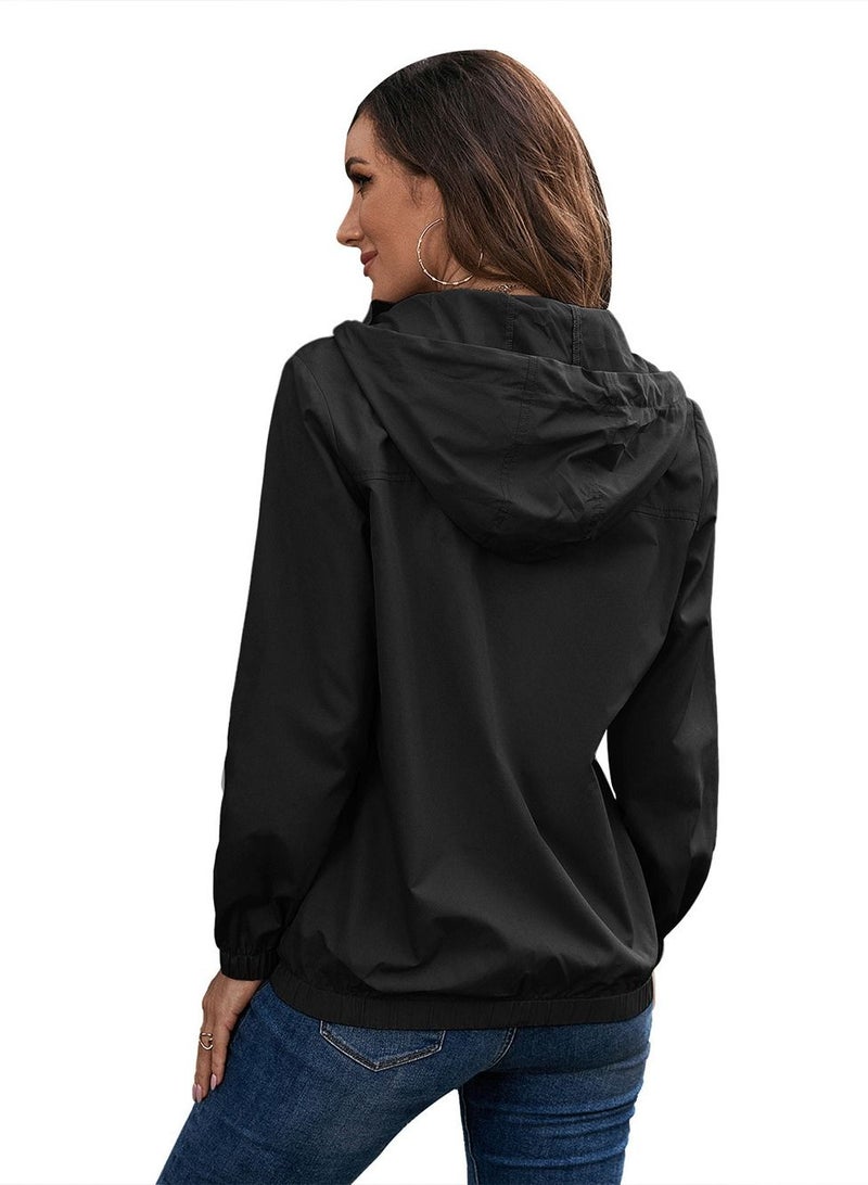 Loquat Outdoor Hiking Raincoat Jacket Black  - Image 2