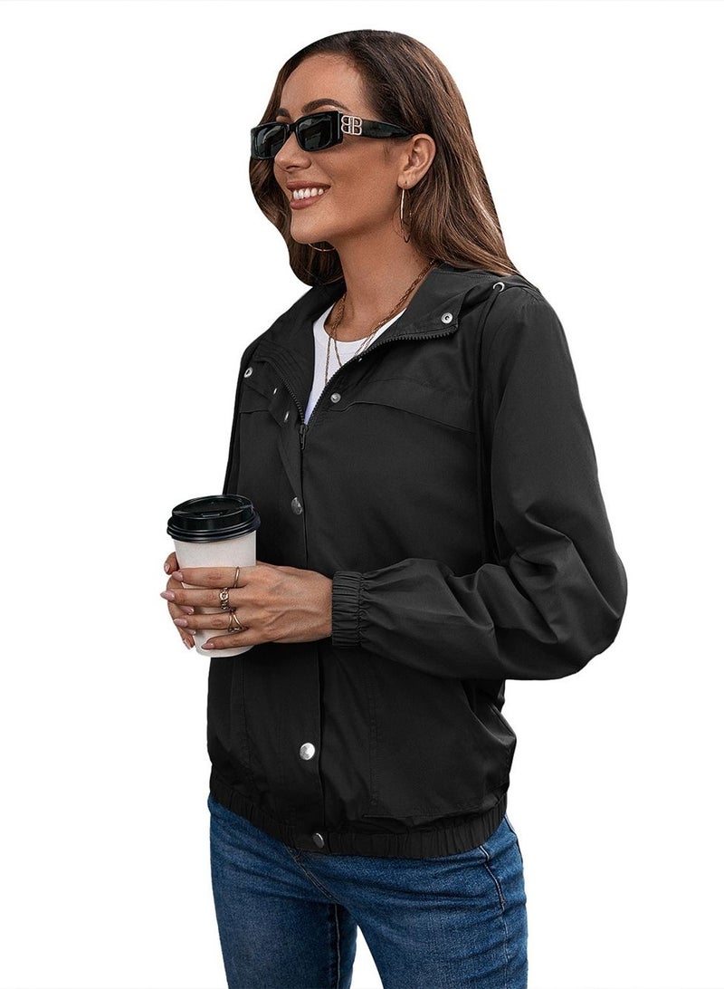 Loquat Outdoor Hiking Raincoat Jacket Black  - Image 3