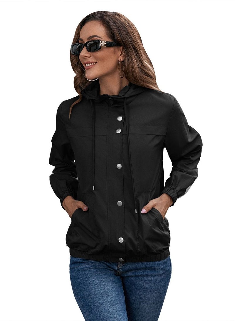 Loquat Outdoor Hiking Raincoat Jacket Black  - Image 1