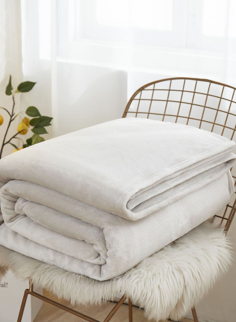 Loquat Hemming Style Solid Color Lightweight Flannel Blanket Coral Velvet Blanket Family Sofa Bedding Fabric Light Grey