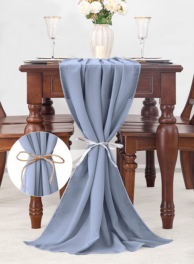 SYOSI Chiffon Table Runner 27x120 Inches Romantic Sheer Fabric for Wedding Decorations Baby Shower Bridal Shower and Birthday Party Cake Table Tulle Decorations Wedding Drapery Ivory - Image 2