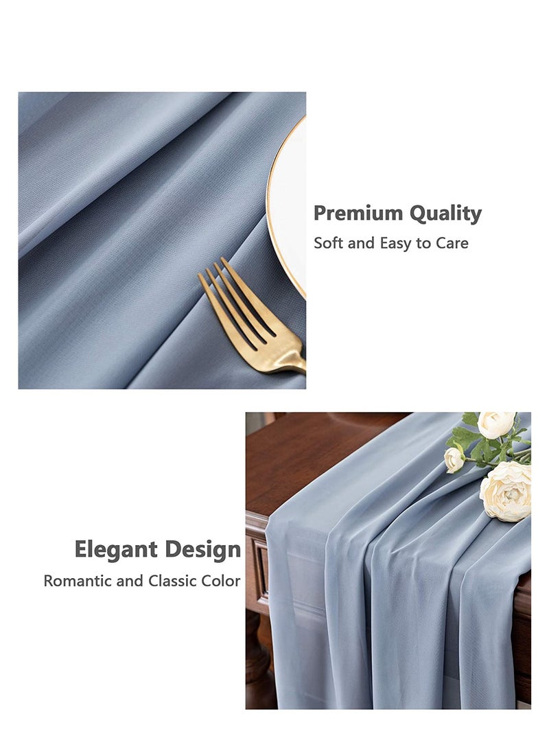 SYOSI Chiffon Table Runner 27x120 Inches Romantic Sheer Fabric for Wedding Decorations Baby Shower Bridal Shower and Birthday Party Cake Table Tulle Decorations Wedding Drapery Ivory - Image 3