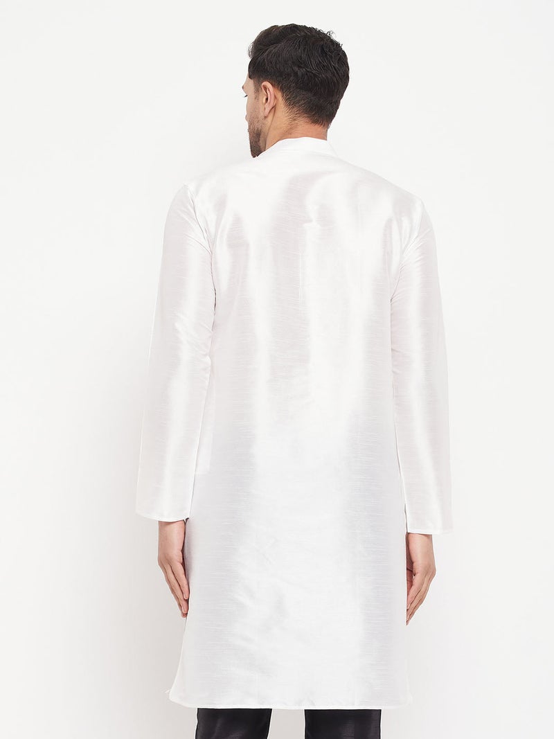 PRASHA Men's White Silk Blend Kurta Only - Image 3