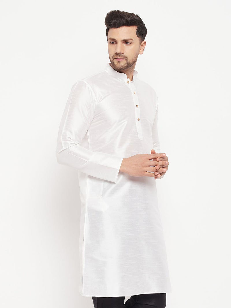 PRASHA Men's White Silk Blend Kurta Only - Image 2