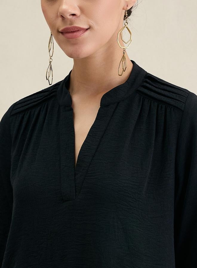 Femmella Femmella Solid Notch Neck Midi Dress with Side Slit - Image 3