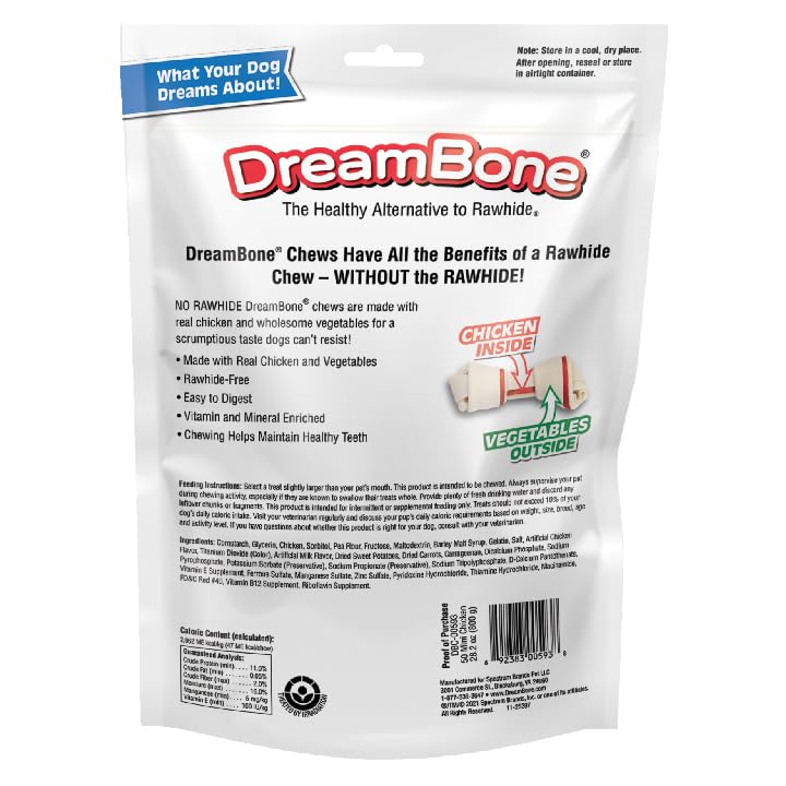 DreamBone Mini Chew, Made with Real Chicken & Vegetables, Rawhide Free Chews For Dogs, 50 Count - Image 2