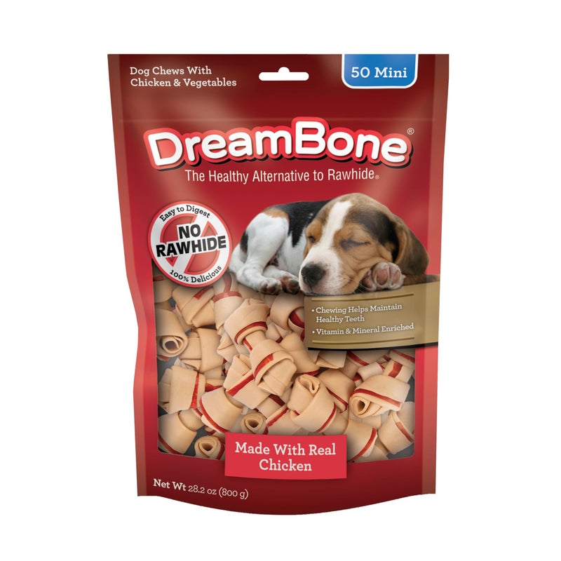DreamBone Mini Chew, Made with Real Chicken & Vegetables, Rawhide Free Chews For Dogs, 50 Count - Image 1
