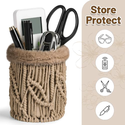 HOSROOME Glasses Holder for Nightstand Boho Decor Eyeglass Holder Stand for Office Desk Organizer-Brown - Image 2