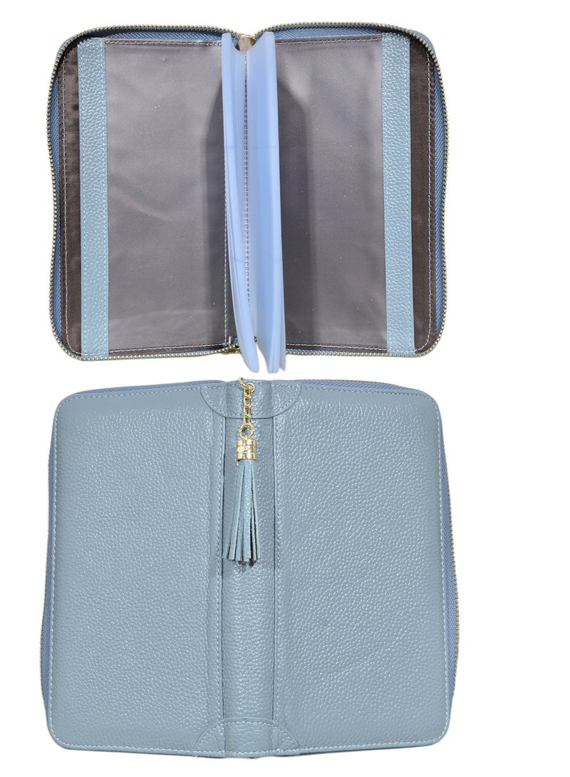 Excefore Genuine Leather Credit Card Holder Zipper Wallet, RFID Blocking Secure Card Case, Leather Card Case Organizer with 60 Card Slots, Suitable for Women Girl Perfect Gift  - Image 5