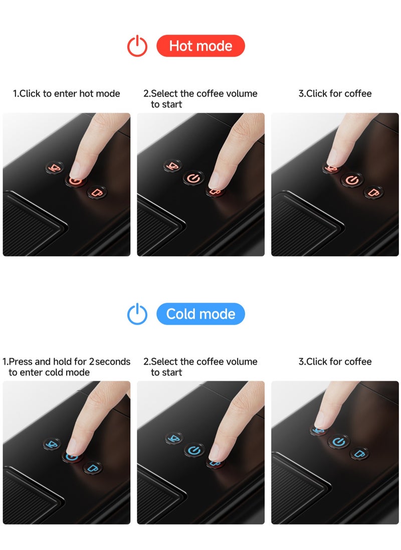 Walphin - 3in1 Coffee Maker19Bar Multicapsule Espresso Coffee Machine Cold and Hot Brewing Espresso Coffee Maker Cappuccino&Latte Maker for Dolce Gusto/Nespresso Original/GroundCoffee - Image 1