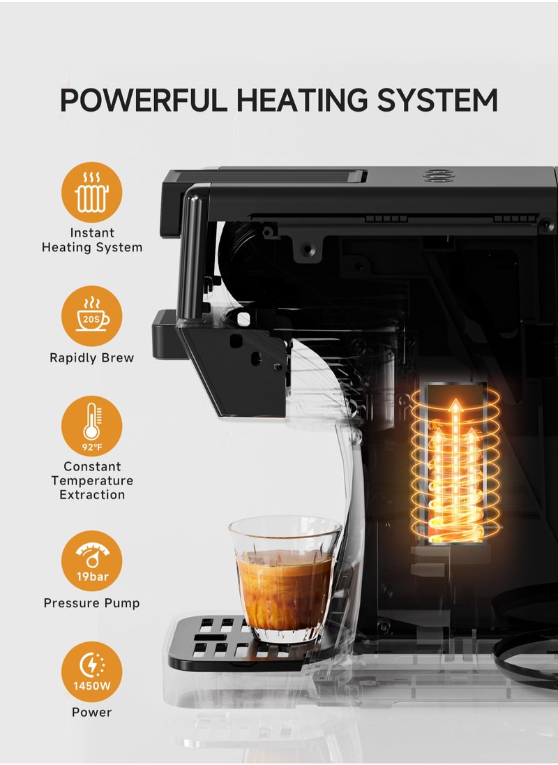 Walphin 3in1 Coffee Maker19Bar Multicapsule Espresso Coffee Machine Cold and Hot Brewing Espresso Coffee Maker Cappuccino&Latte Maker for Dolce Gusto/Nespresso Original/GroundCoffee  - Image 2