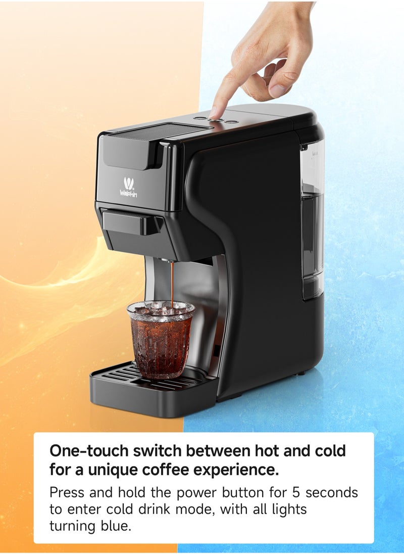 Walphin - 3in1 Coffee Maker19Bar Multicapsule Espresso Coffee Machine Cold and Hot Brewing Espresso Coffee Maker Cappuccino&Latte Maker for Dolce Gusto/Nespresso Original/GroundCoffee - Image 1