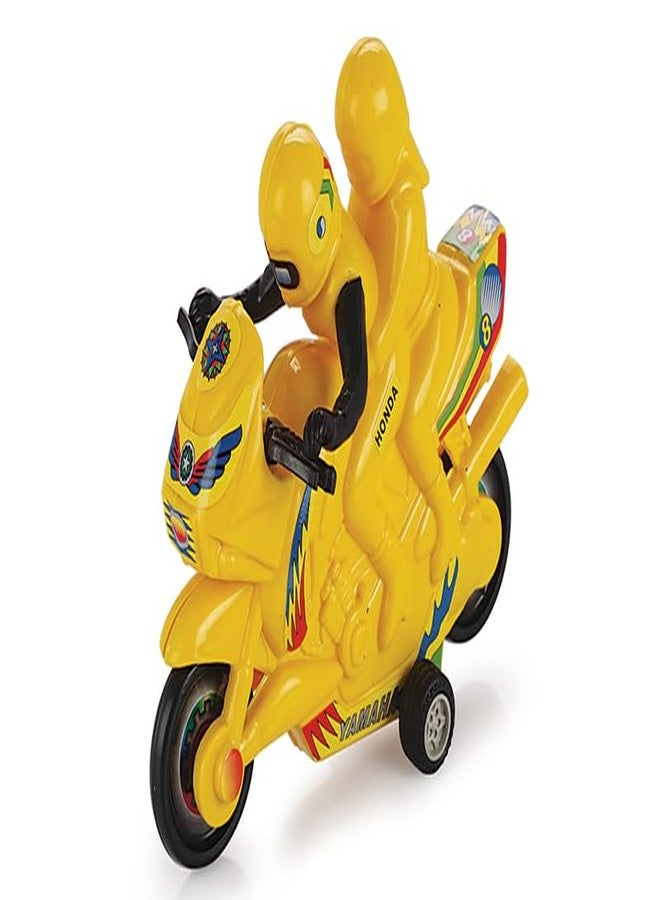 Toy Vibes لعبة دراجة نارية صغيرة بلاستيكية من توي فايبز للأطفال الصغار والرضع، لعبة دراجة بلاستيكية أنيقة وجذابة للأطفال (أصفر) (عبوة من قطعتين) - Image 2