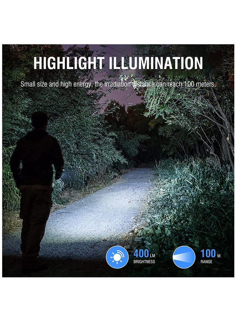 Captaintech USB Rechargeable Mini LED Keychain Flashlight - 400 Lumens, IPX6 Waterproof, 12 Modes, Portable EDC Torch for Camping, Hiking, Backpacking, and Everyday Use. - Image 2