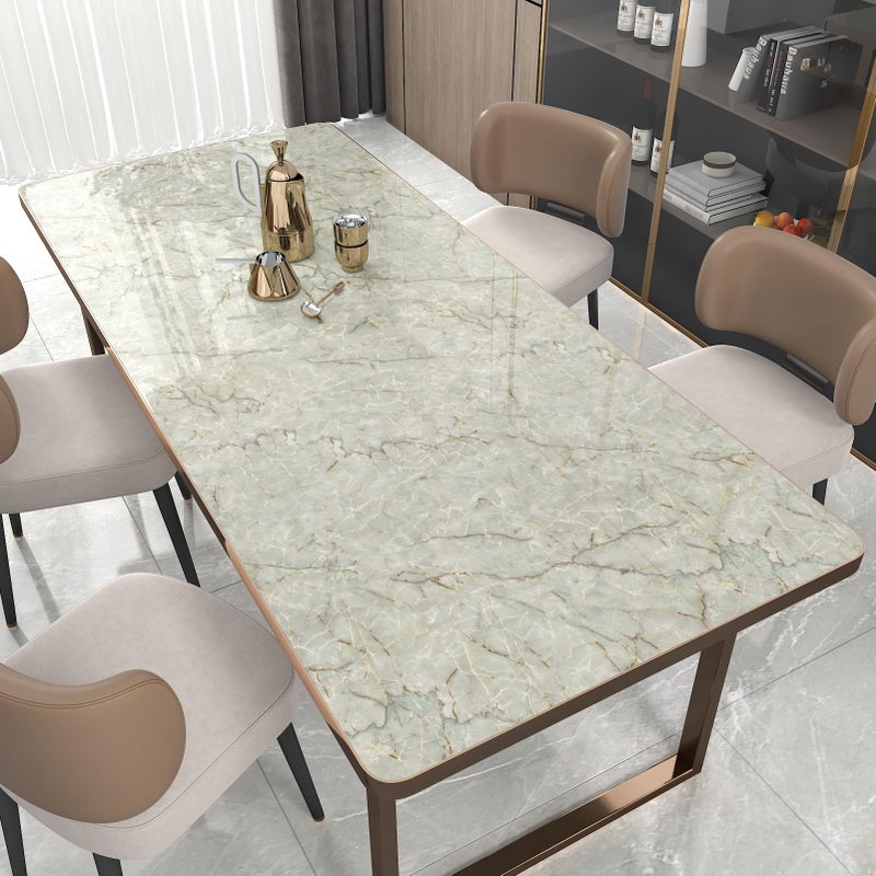 STICKEEP Gold Green Marble Contact Paper Counter Top Peel and Stick Waterproof Marble Wallpaper Removable Marble Contact Paper for Countertops Dresser Kitchen Cabinets Bathroom Table 17.7"x315" - Image 4