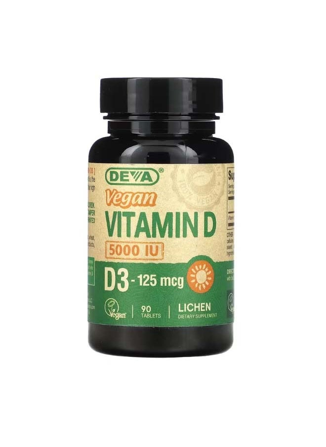 Deva Vegan Vitamin D3 125 mcg 5000 IU 90 Tablets  - Image 1