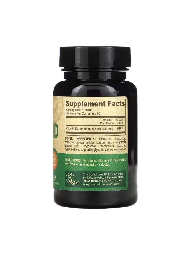 Deva Vegan Vitamin D3 125 mcg 5000 IU 90 Tablets  - Image 2
