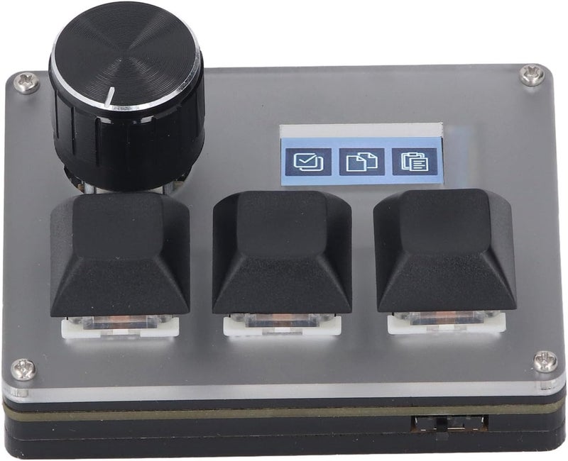 3 Keys Keyboard Customizable Wired Keypad with RGB Knob and LCD Screen, Acrylic Macro Hot Swap 0.96 Inch Display for Office Home Gaming - Image 3