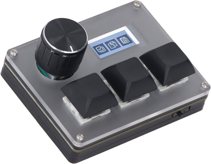 3 Keys Keyboard Customizable Wired Keypad with RGB Knob and LCD Screen, Acrylic Macro Hot Swap 0.96 Inch Display for Office Home Gaming - Image 4