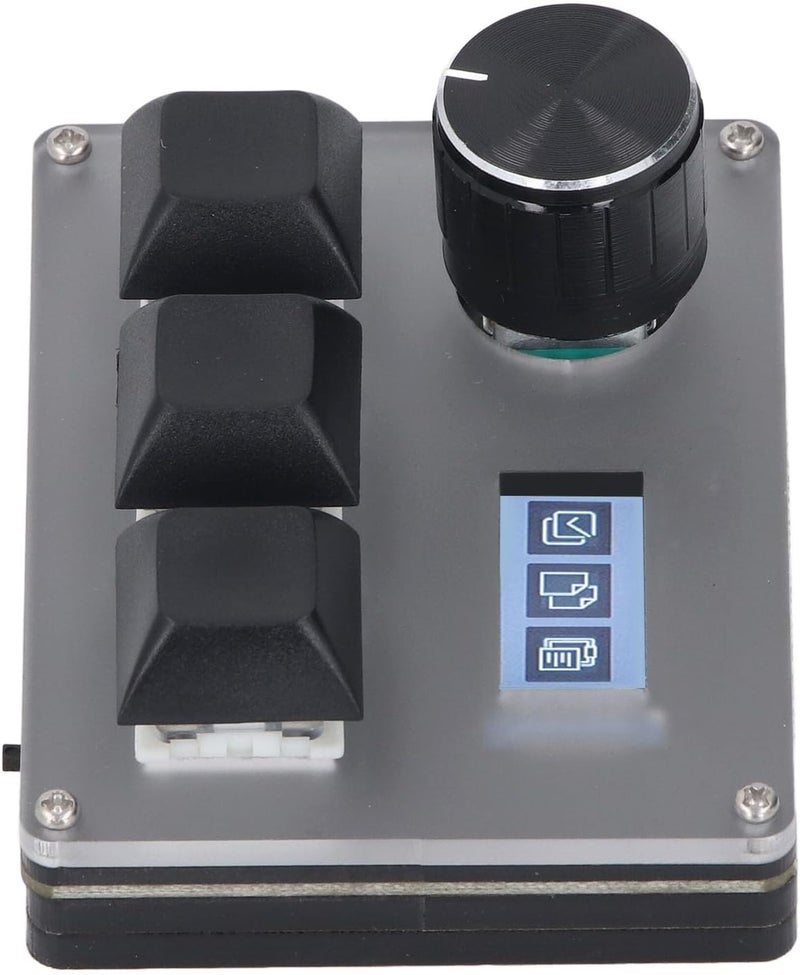 3 Keys Keyboard Customizable Wired Keypad with RGB Knob and LCD Screen, Acrylic Macro Hot Swap 0.96 Inch Display for Office Home Gaming - Image 5