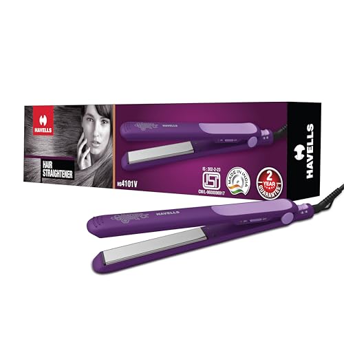 Havells HS4101 Ceramic Plates Fast Heat up Hair Straightener, Straightens & Curls, Suitable for all Hair Types (Purple) - Image 1