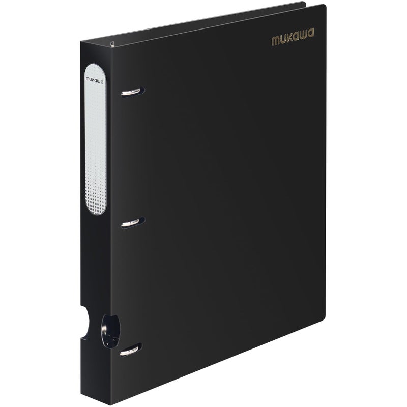 MUKAWA 1 Inch 3 Ring Binder, D-Ring Binder Holds 250 Sheets, PP Cover with Writable Spine Label, Lay-Flat Design, Letter Size 8.5x11, Lightweight for School, Office & Home Organization, 1 Pack, Black - Image 1
