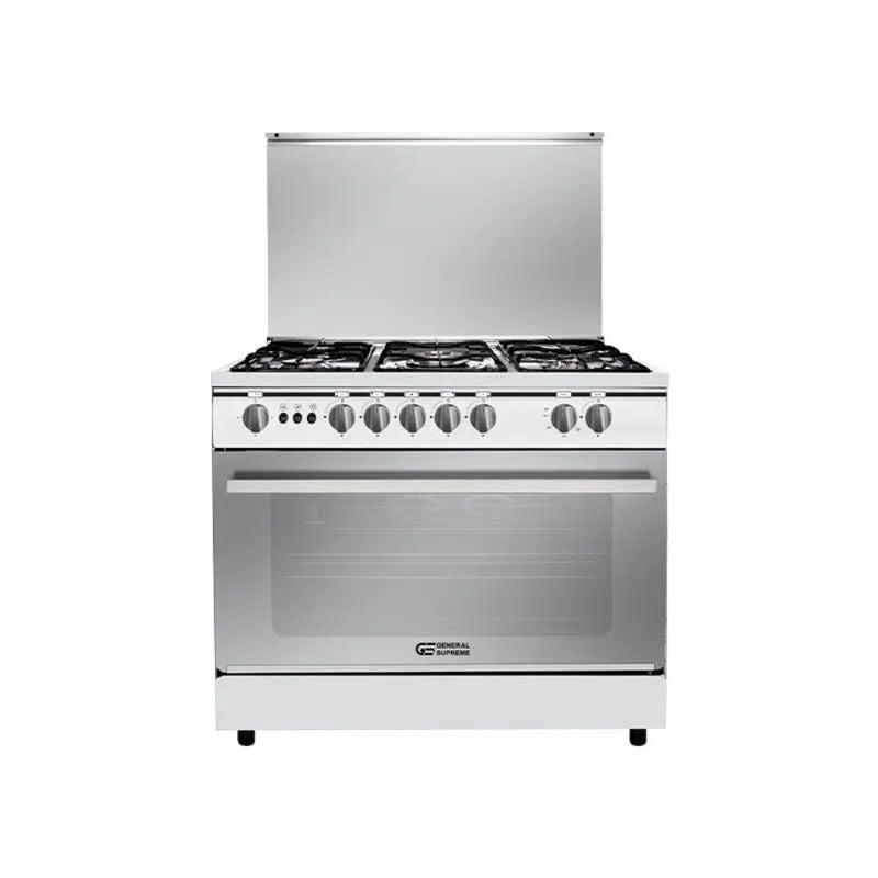 GS9060FRGS Gas Cooker, Size 90 * 60cm, 5 Burners, Full Safety, Grill, Pot Holder, Steel, Egyptian - Image 2