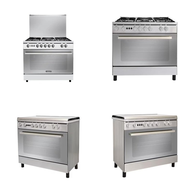 GS9060FRGS Gas Cooker, Size 90 * 60cm, 5 Burners, Full Safety, Grill, Pot Holder, Steel, Egyptian - Image 1