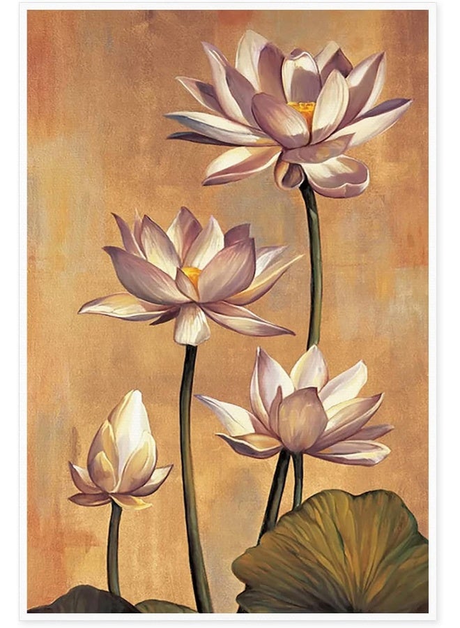 Home Trove Canvas Prints Wall Art For Home and Office Wall Decoration Watercolor Pink Lotus Canvas Artwork Print Painting Picture Pink Flower Modern Abstract Unframe Wall Art for Living Room Bedroom Kitchen  - Image 1