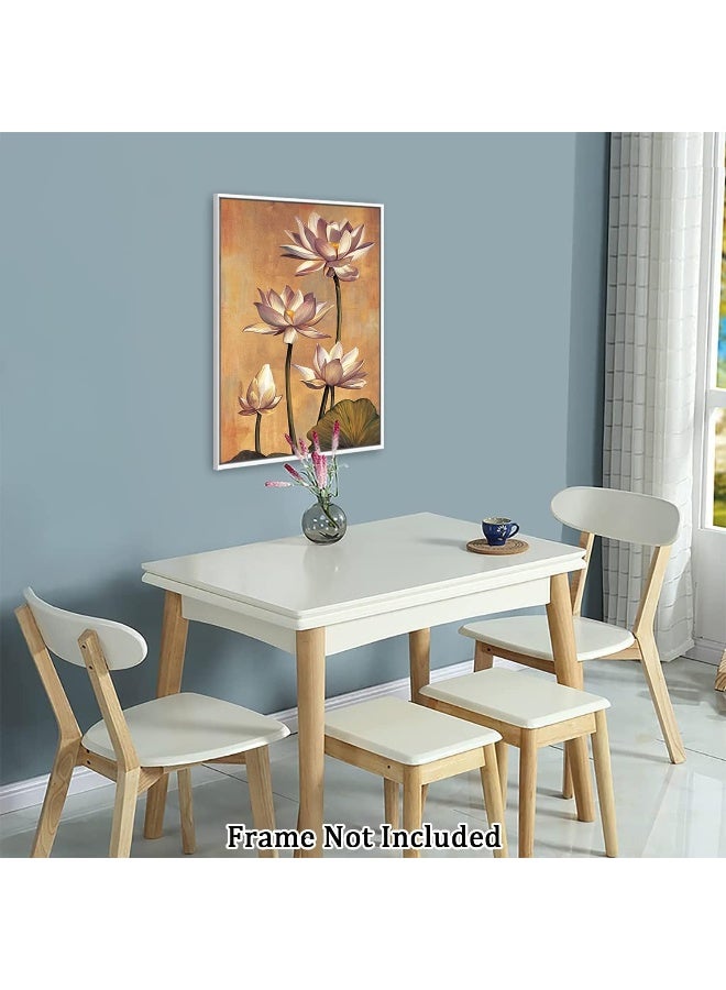 Home Trove Canvas Prints Wall Art For Home and Office Wall Decoration Watercolor Pink Lotus Canvas Artwork Print Painting Picture Pink Flower Modern Abstract Unframe Wall Art for Living Room Bedroom Kitchen  - Image 4