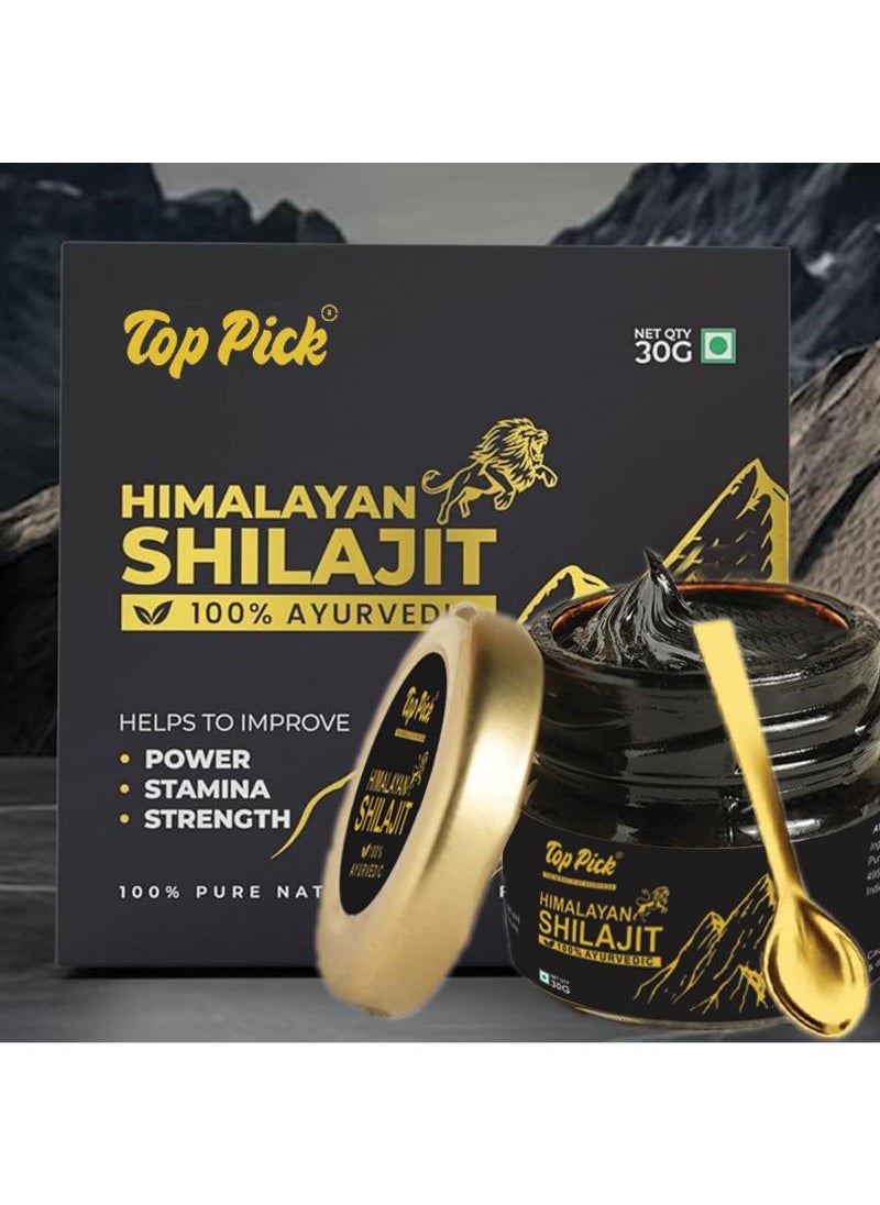 Top Pick 100% صمغ الشيلجيت الهيمالايا النقي - 30 غرام - يعزز القوة - يحسن القدرة على التحمل 