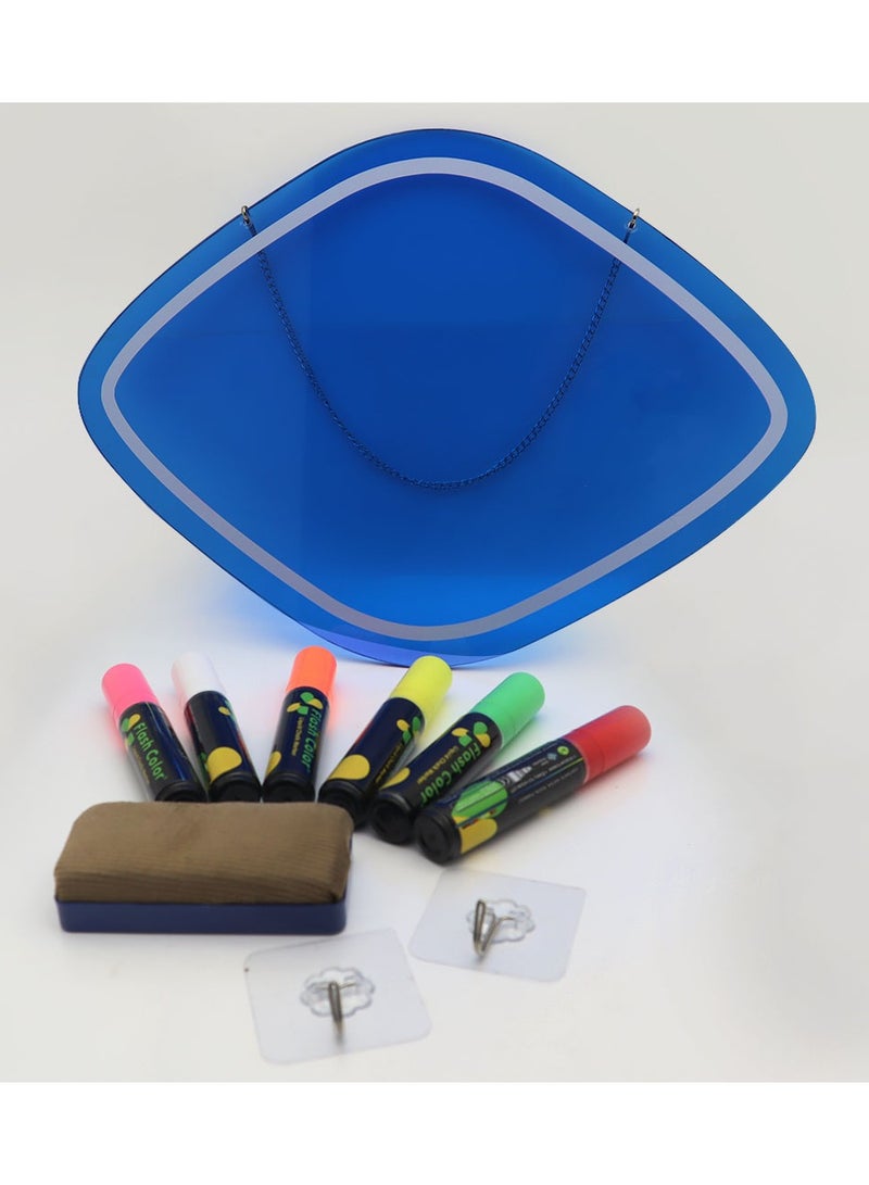 Acrylic Writing and Drawing Board with 6 Colors and Eraser – Hangable Light Board  - Image 1