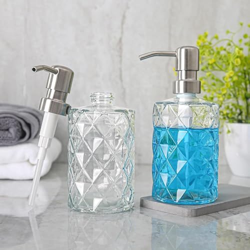 Luxansa Pack of 2 Clear Glass Liquid Soap Dispenser Set for Bathroom, Wash Basin Hand wash Accessories Bottle, Handwash Dispenser with Press Pump Bottle, Sanitizer Dispenser for Kitchen - Image 2