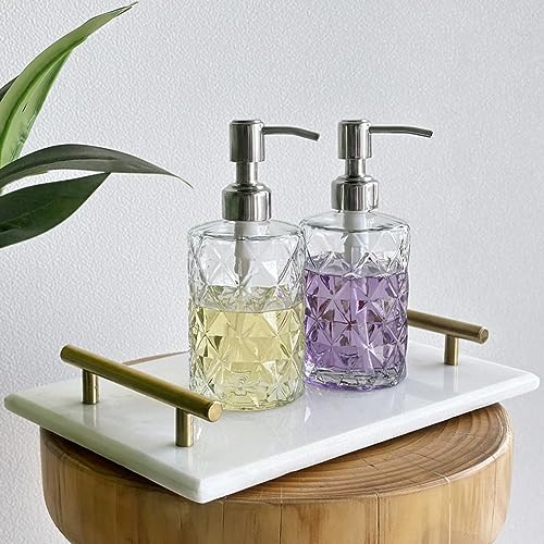 Luxansa Pack of 2 Clear Glass Liquid Soap Dispenser Set for Bathroom, Wash Basin Hand wash Accessories Bottle, Handwash Dispenser with Press Pump Bottle, Sanitizer Dispenser for Kitchen - Image 4