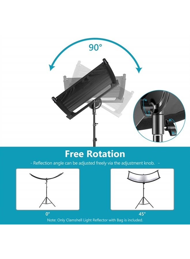 Neewer Clamshell Light Reflector Diffuser with Carrying Bag, 39”×18”/100x45cm Photography Curved Lighting Reflector for Photo Studio Photography, Black/White/Gold/Silver Colors (Stand Not Included)