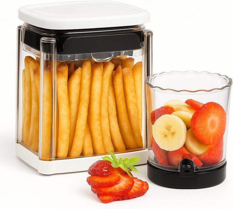 MHM All-in-One French Fry Cutter for Potatoes and Strawberry Slicer – 4 Blade Fruit & Vegetable Slicer, Premium Chopper with Wedge, Garnish, and Strawberry Cutter Cup - Image 1
