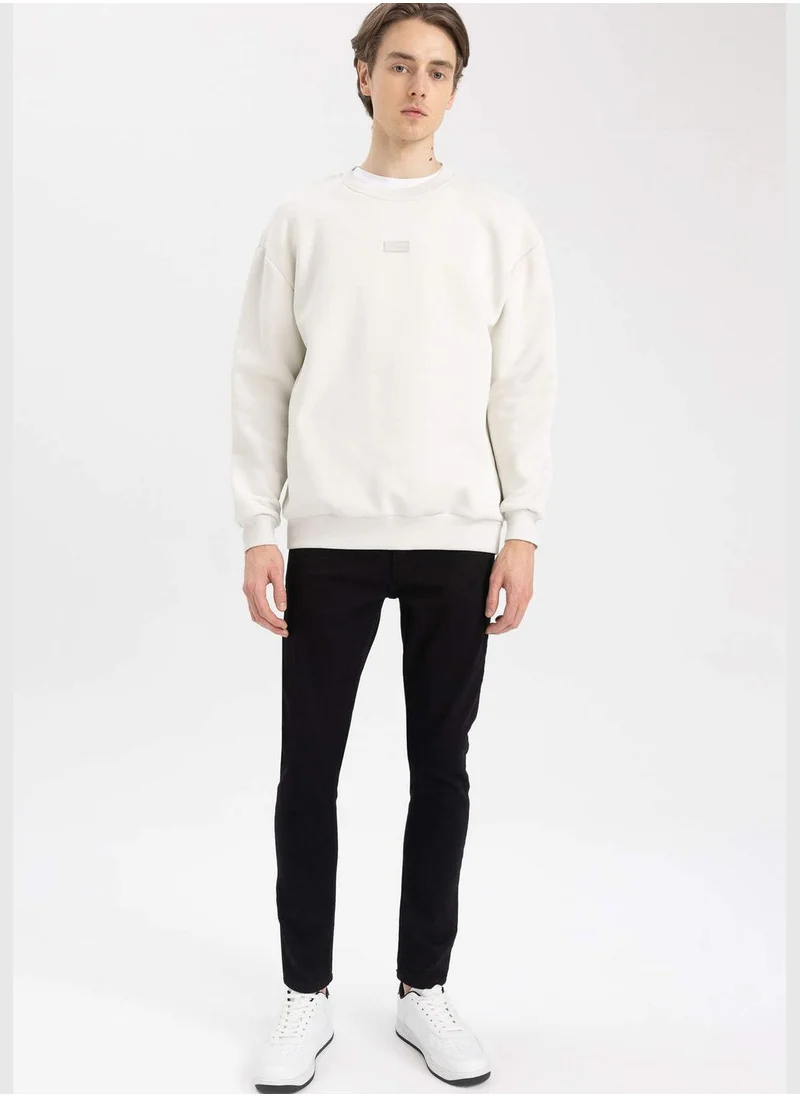 DeFacto Man Boxy Fit Crew Neck Long Sleeve Knitted Sweatshirt