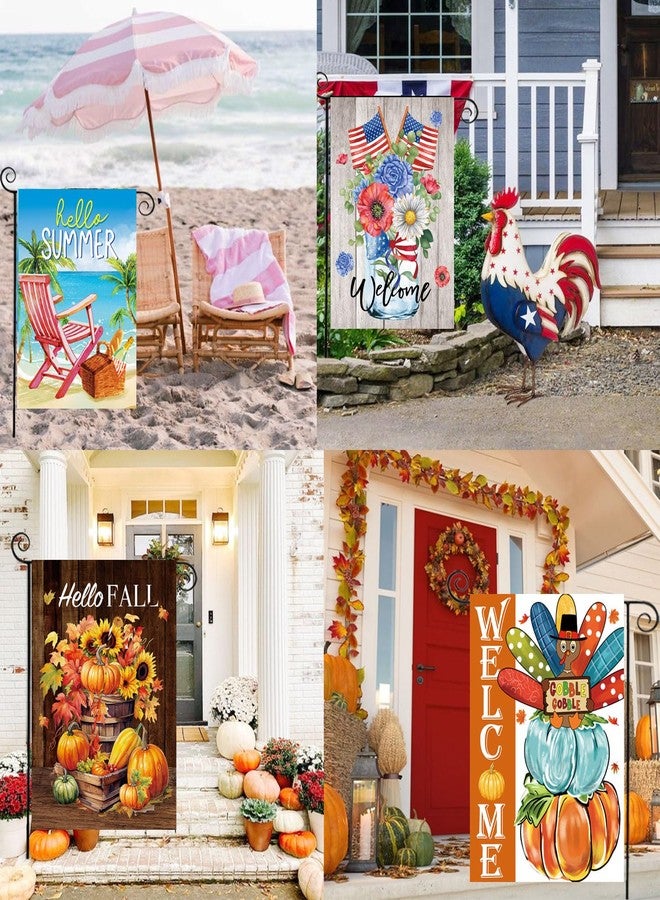 CDLong Seasonal Garden Flags Set of 12-Double Sided 12 x 18 Inch Outside Yard Flags, Small Garden Flags for Outside, Holiday Garden Flags for All Seasons, Fall Winter Halloween Christmas Outdoor Flags - Image 5