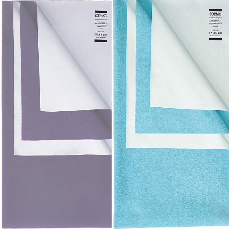 ELEVANTO Baby AntiPiling Fleece Extra Absorbent Instant Dry Sheet for Baby Baby Bed Protector Waterproof Sheet Small Size 50x70cm Pack of 2 Purple Sky - Image 1