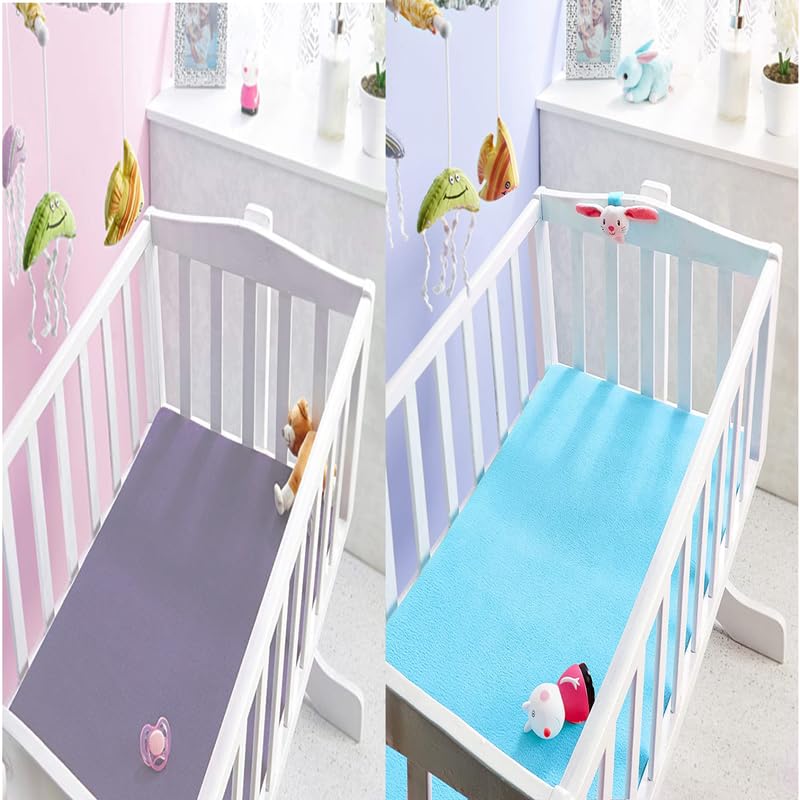 ELEVANTO Baby AntiPiling Fleece Extra Absorbent Instant Dry Sheet for Baby Baby Bed Protector Waterproof Sheet Small Size 50x70cm Pack of 2 Purple Sky - Image 5