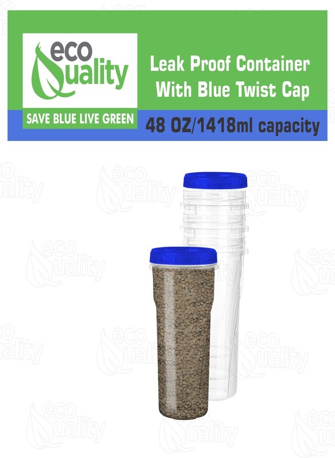 EcoQuality (4 Pack) 48oz Twist Top Storage Deli Containers - BPA Free Snack Containers Airtight Reusable Plastic Food Storage Canisters with Twist Seal Lids, Leak Proof, Meal Prep, Lunch, To go, Stackable - Image 2