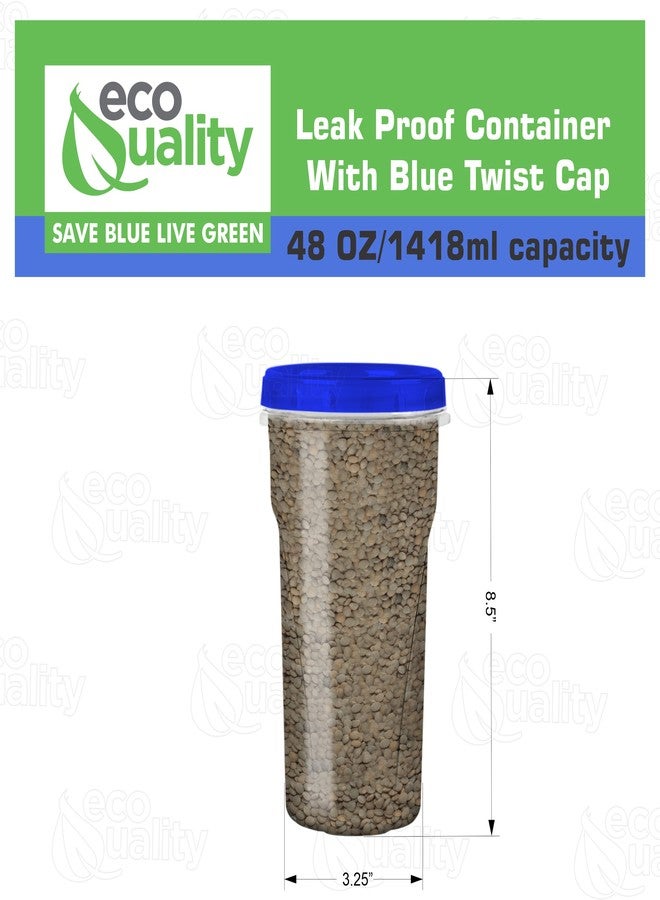 EcoQuality (4 Pack) 48oz Twist Top Storage Deli Containers - BPA Free Snack Containers Airtight Reusable Plastic Food Storage Canisters with Twist Seal Lids, Leak Proof, Meal Prep, Lunch, To go, Stackable - Image 3