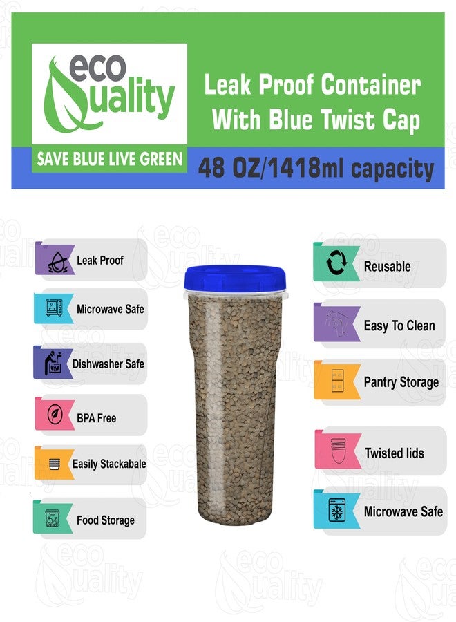 EcoQuality (4 Pack) 48oz Twist Top Storage Deli Containers - BPA Free Snack Containers Airtight Reusable Plastic Food Storage Canisters with Twist Seal Lids, Leak Proof, Meal Prep, Lunch, To go, Stackable - Image 4